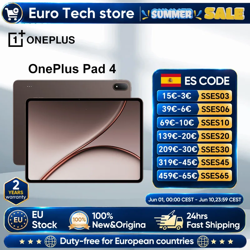 Version Globale Oneplus Pad 4 Tablette Snapdragon 8 Elite Gen 5 Écran 13,2 Pouces 3,4K 144Hz True Color 8 Haut-parleurs…