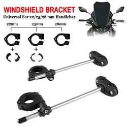 Universal Motorcycle Windshield Mount Bracket Kit Adjustable Fairing Windscreen Mount Clamp Accessories For 22/25/28mm Handlebar