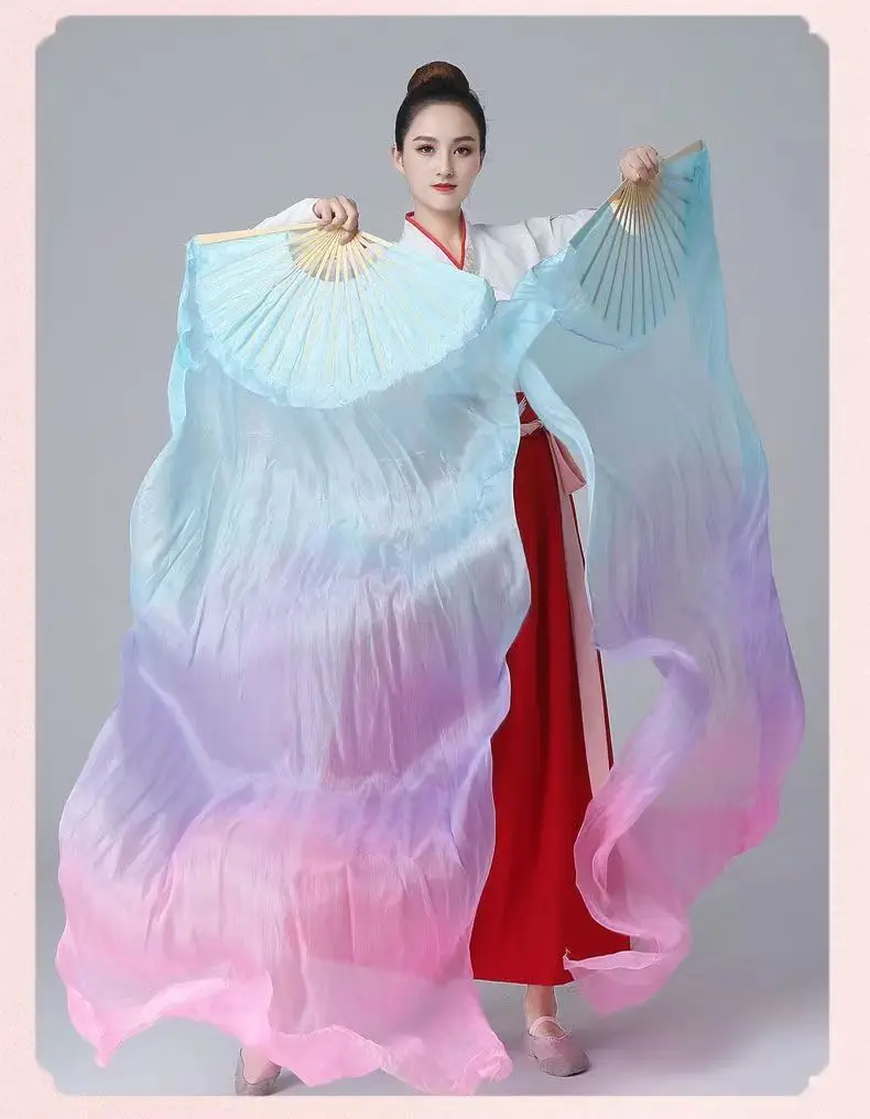 Belly Dance Accessories Gradient Color Fan Real Silk Veil Fans Folding Fan for Women Dance Outfit Accessory Performance Practice