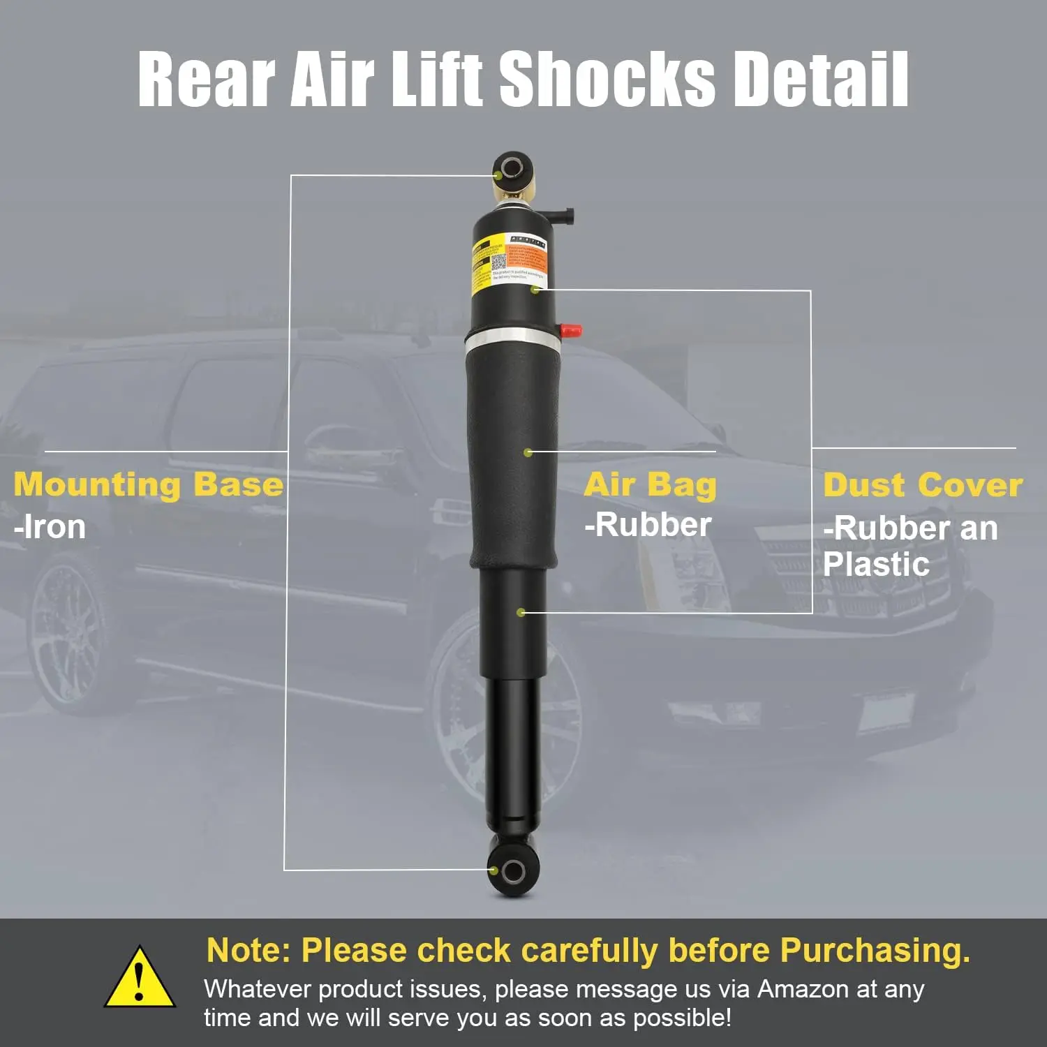 Pair Rear Air Suspension Strut Shock for Cadillac Escalade/Chevrolet Avalanche Suburban 1500/GMC Yukon 1500  25979391 1575626