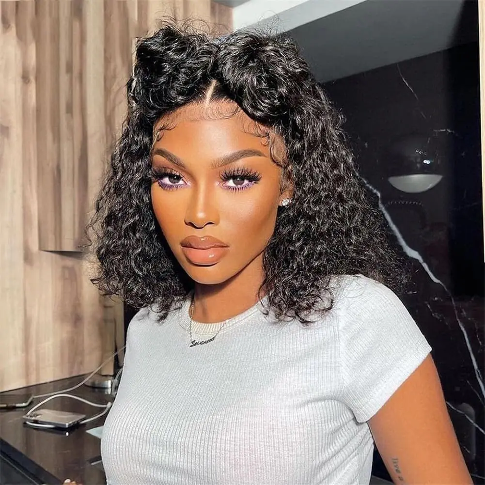 

13x4 13x6 4X4 5X5 HD Transparent Lace Front Human Hair Wigs Frontal BOb Deep Wave 100% Natural Brazilian Curly Wigs For Women