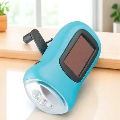 

Solar Powered Hand Crank Flashlight LED Camping Torch with Anti-Lost Strap Manual Charging Emergency Outdoor Survival Light