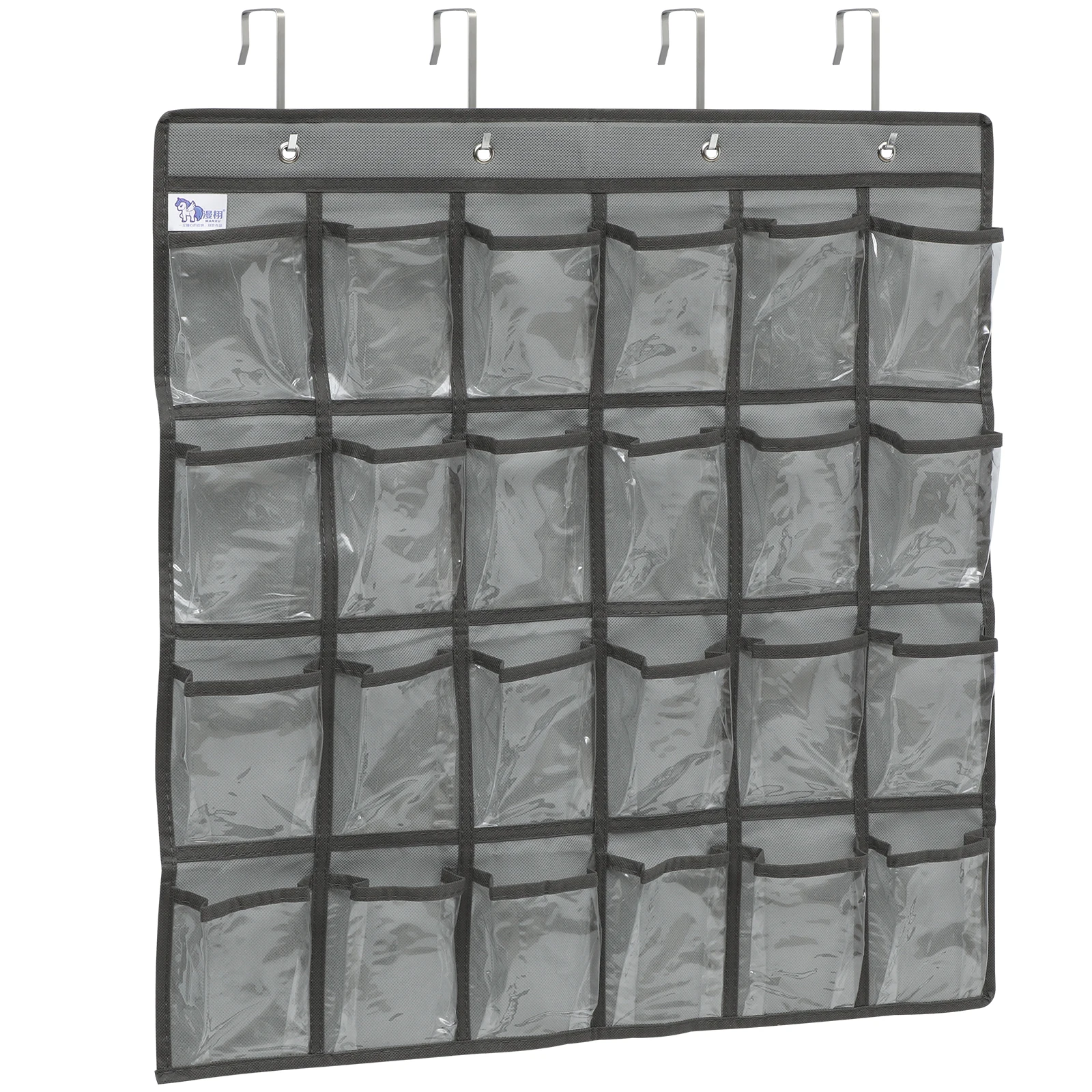 

24Grid JewelryPouch WallHanging GreyBorder PhoneStorage Bag ClassroomSundries Closet CellPhone NonWoven