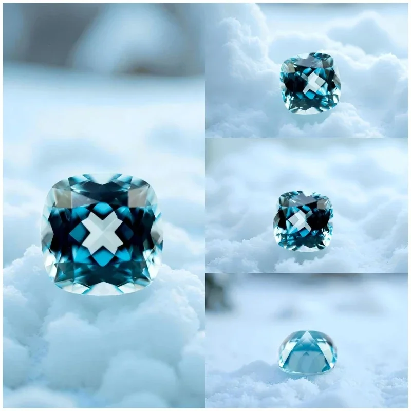 

Sapphire Aquamarine Color Cushion Shape VVS1 Lab Grown Gemstone for DIY Ring Necklace Earrings Main Materials with Certificate