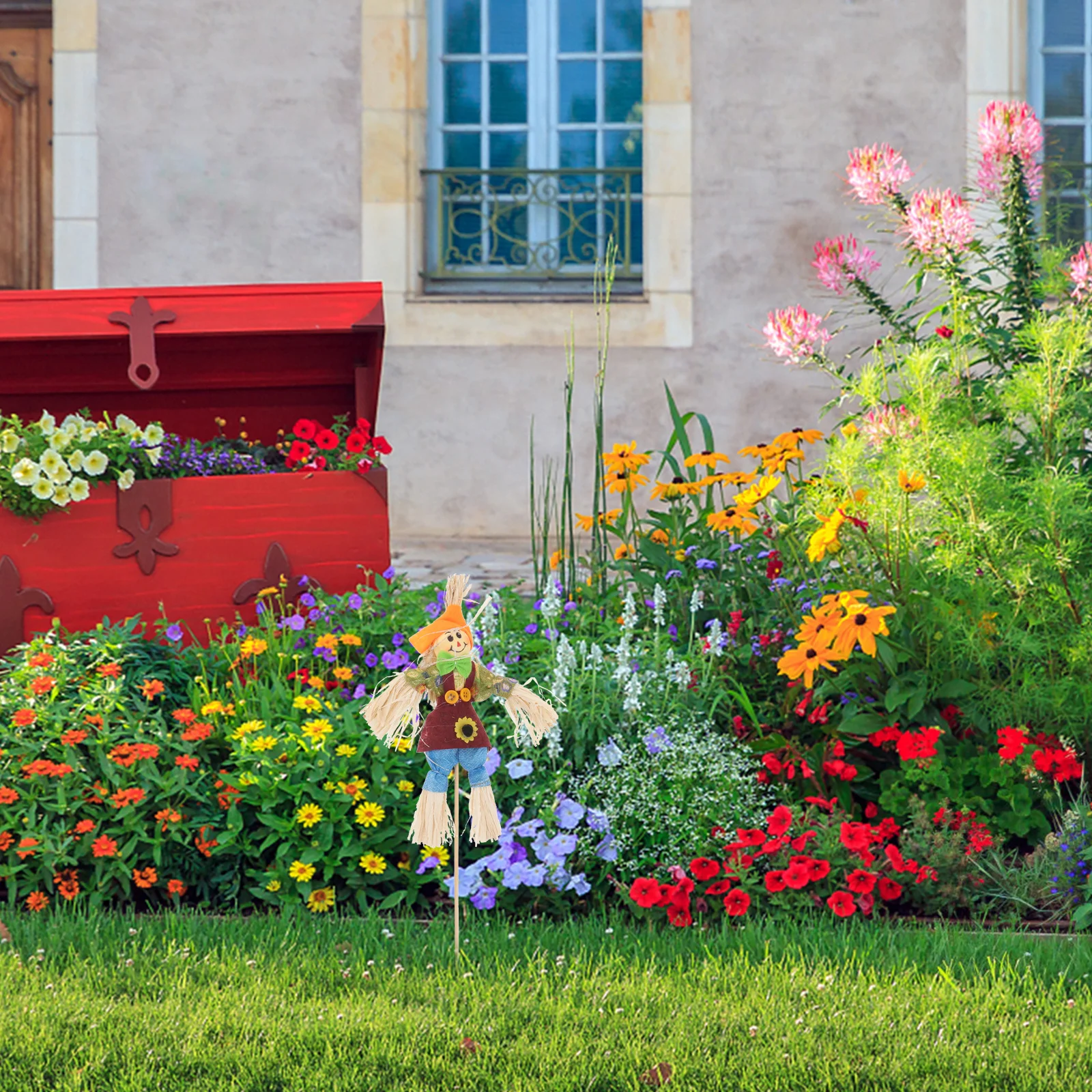 

4pcs Pumpkin Straw Man Decor Autumn Thanksgiving Decoration Standing Scarecrow Halloween Prop For Home Garden Party School Bar