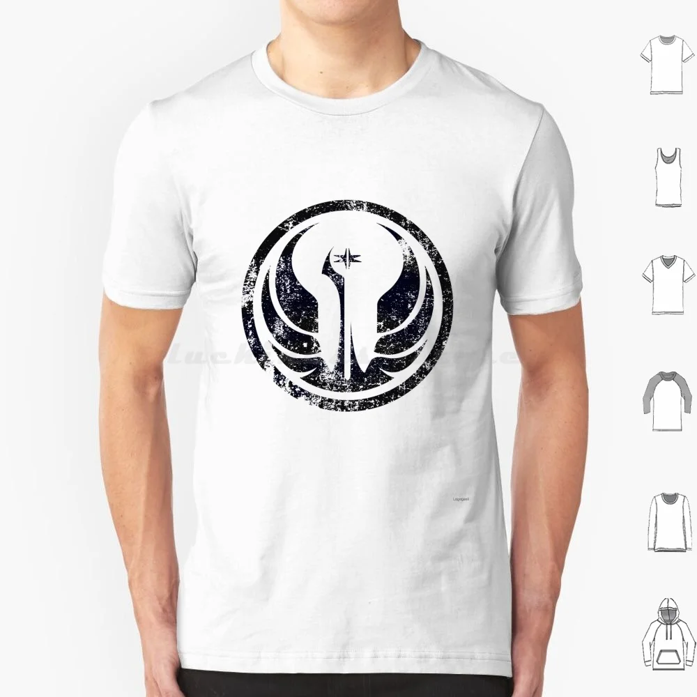 Logo de la République Ancienne · T-shirt en coton 6XL effet vieilli, cool, avec logo, emblème, symbole, blason, Old Republic Jedi Order Coruscant