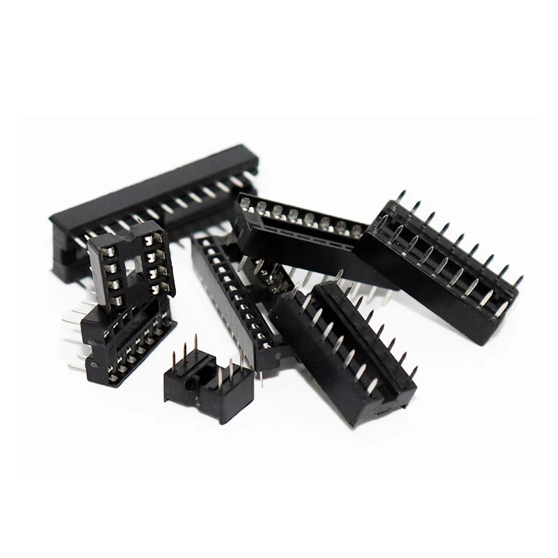 66-100pcs/lot NE555 UC3842 UC3843 UC3845 24C02 24C04 Connector IC Sockets DIP6/8/14/16/18/20/24/28 pins IC Adaptor Socket Kit