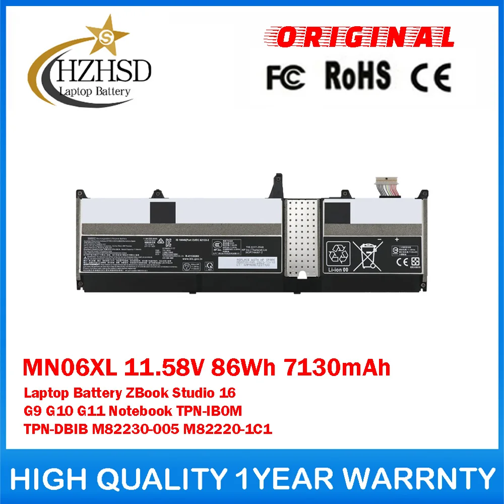 

MN06XL 11.58V 86Wh 7130mAh Genuine Original Laptop Battery For HP ZBook Studio 16 G9 G11 TPN-IB0M TPN-DBIB M82230-005 M82220-1C1