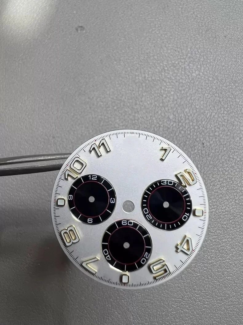 AR factory watch dial compatible with RX Dtona gold digital silver white watch dial compatible with 4130 movement 28.5MM