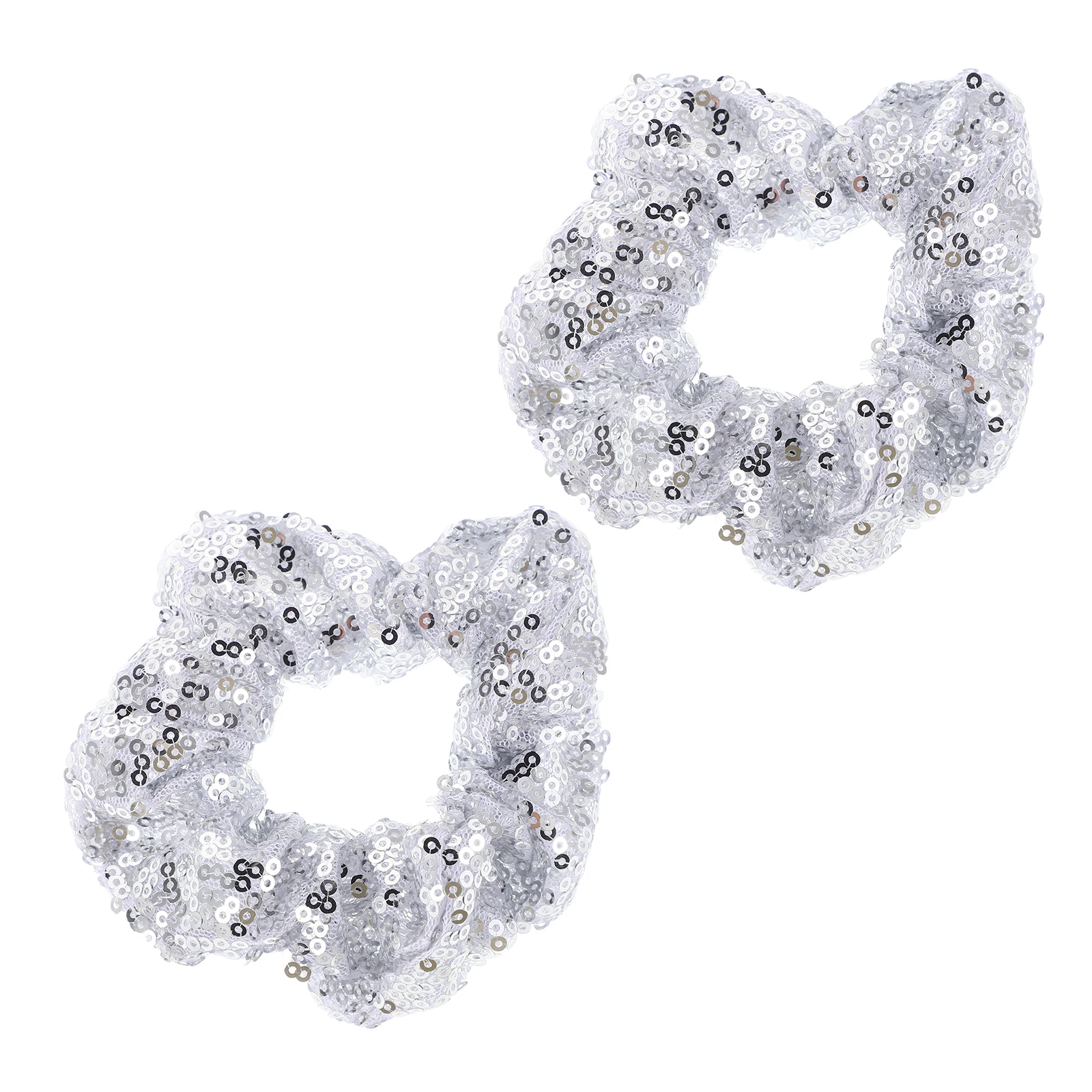 

2pcs Sequin Hair Tie Silver Elastic Glitter Hair Band for Christmas Hairstyle Tools Colorful Sequins Adjustable Comfortable