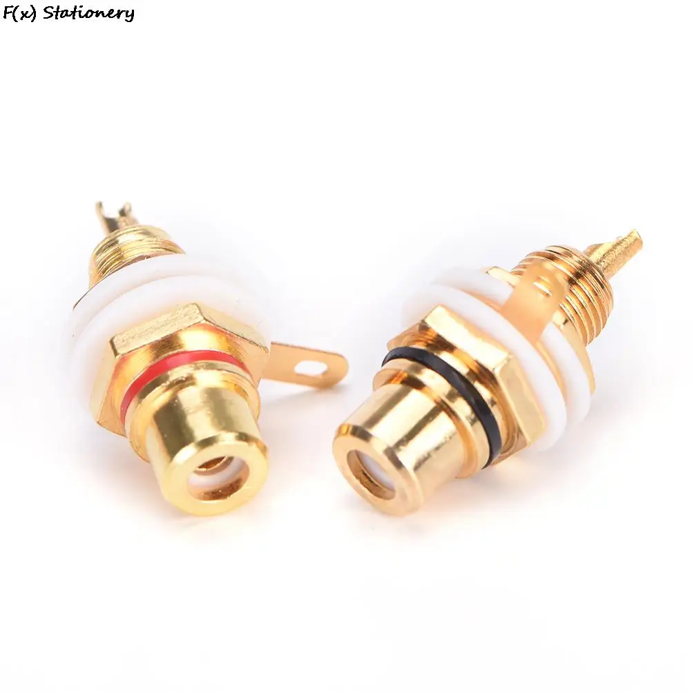 RCA Female Jack 10pcs Plated Connector Gold Panel Mount Chassis Audio Socket Plug Bulkhead White Cycle With Nut Solder Cup