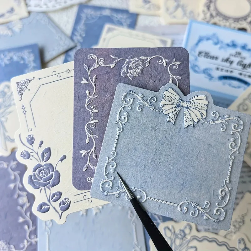 Retro Geprägtes Blumenmuster Hartkartonpapier DIY Beschreibbares Dekoratives Scrapbooking-Papier Boxed Sticky Notes Journaling-Zubehör – Detail 3