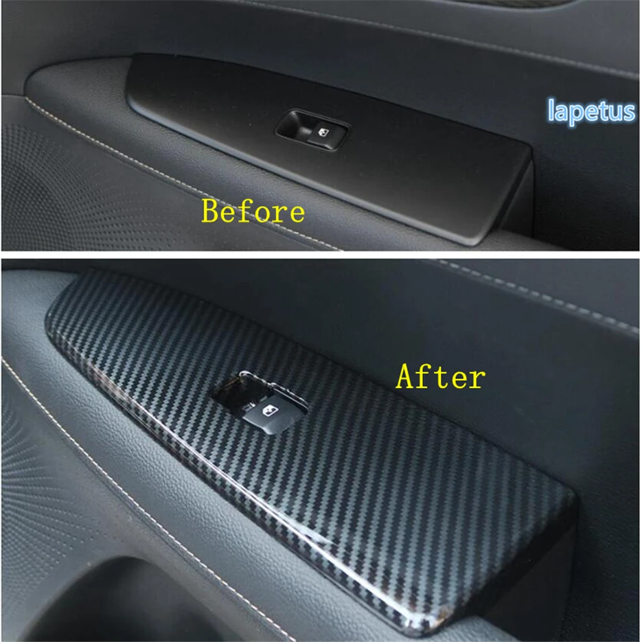 Carbon Fiber Door Armrest Window Glass Lift Button Decoral Panel Cover Trim For Kia Forte / Cerato / K3 2019 - 2023 Accessories