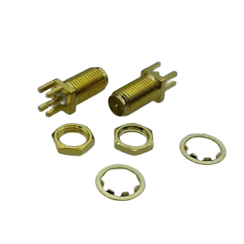 Conector macho de clavija RP-SMA, montaje en PCB de 1,6mm, conector SMA RF con arandelas de tuercas, 10 Uds./lote