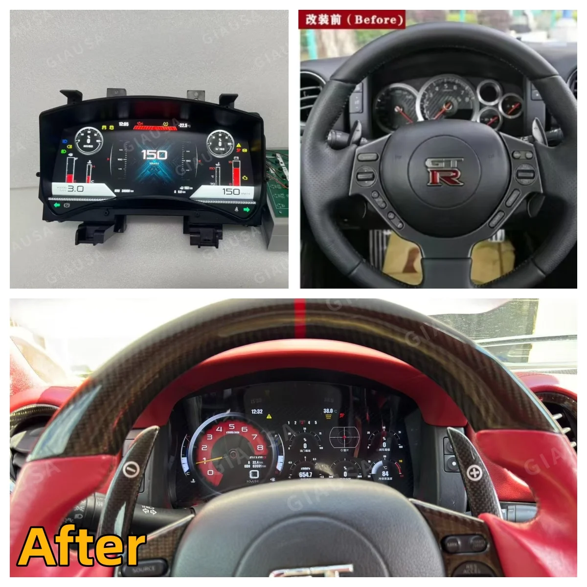 Digital Cluster Odometer Screen For Nissan GTR 2008 2009 2010 2011 -2015 Virtual Cockpit Speed Meter Car Dashboard Instrument
