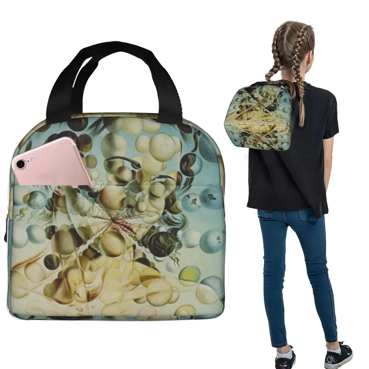 

Salvador Dali Lunch Bags Insulated Bento Box Portable Lunch Tote Leakproof Picnic Bags for Woman Kids School