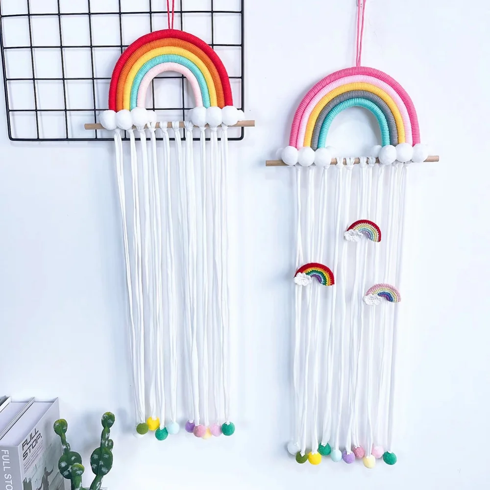Rainbow Wall Hanging Decor Hair Bow Storage Belt For Girls Hair Clips Barrette Hairband Hanging Organizer Strip Holder Ornament