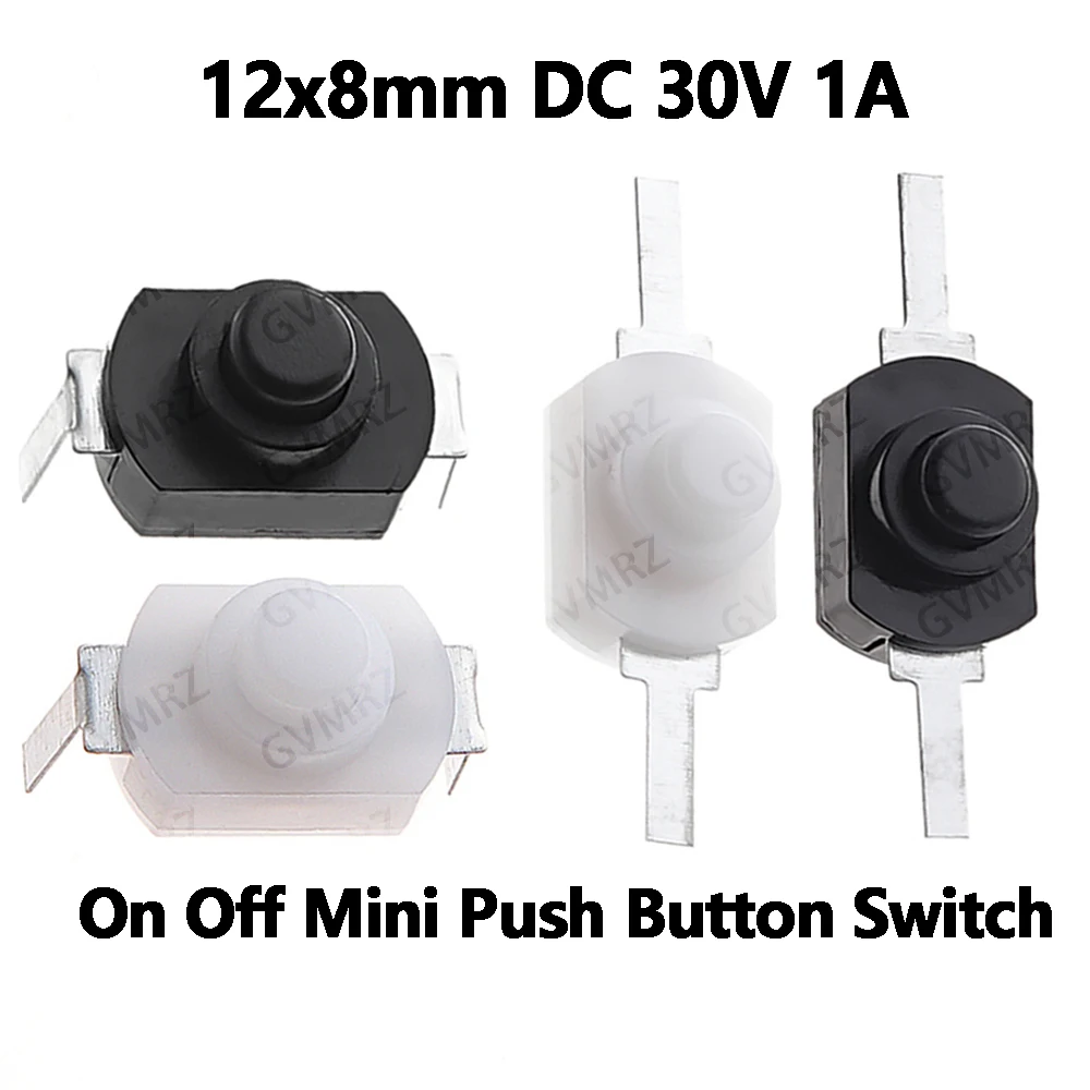 10PCS 12*8MM DC 30V 1A On Off Mini Push Button Switch for Electric Torch 1208YD Self Locking 12x8 HJXRHGAL