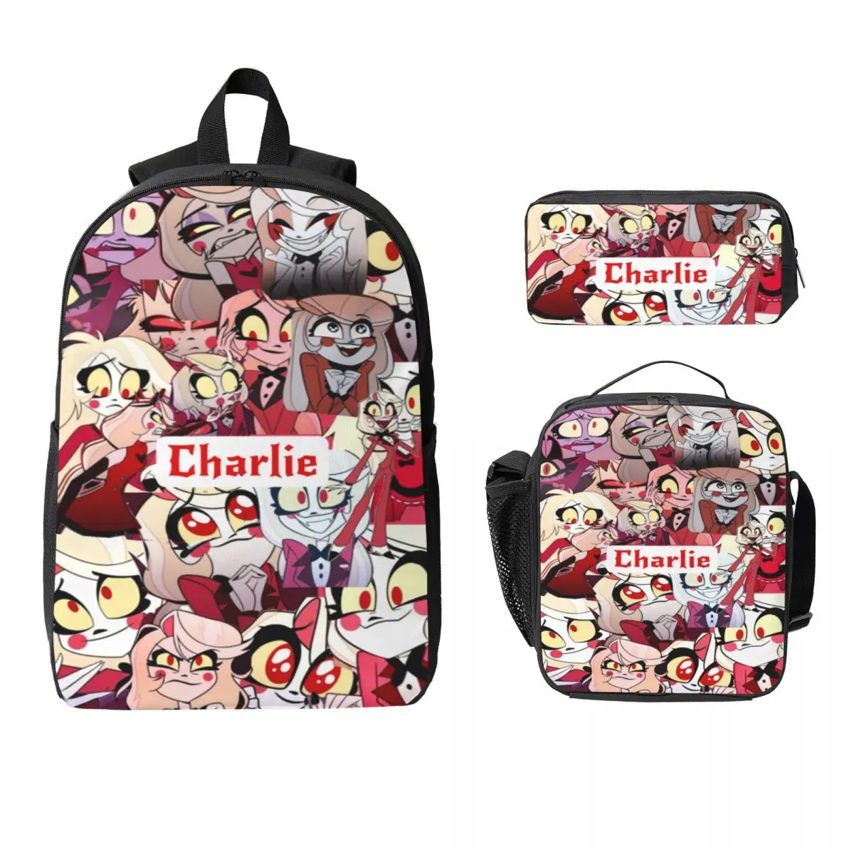 

3 шт. Hazbines Hoteles Alastor Vox 2 Набор рюкзаков для детей Сумки для ручек Наборы сумок для книг с коробкой для завтрака для школьников Рюкзак