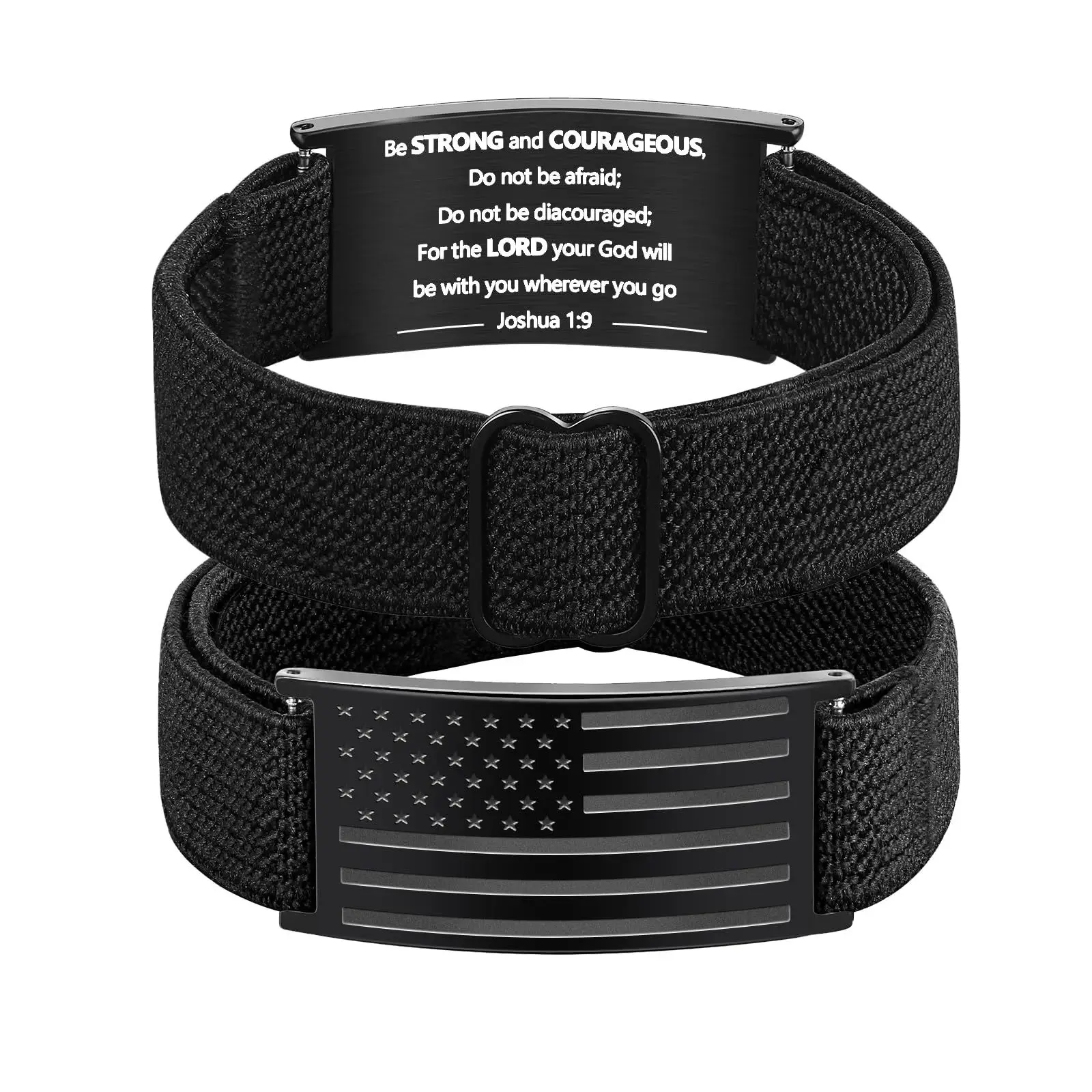 أساور آية الكتاب المقدس المتقاطعة بعلم أمريكي للرجال، مجوهرات بحزام مطاطي أخضر عسكري هدايا مسيحية للأولاد في سن المراهقة #6