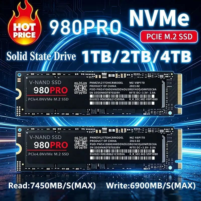 High Speed SSD 980PRO Solid State Drive PCIe 4.0 M.2 2280 Internal Solid State Hard Drive NVMe HDD Hard Drive Laptop Desktop