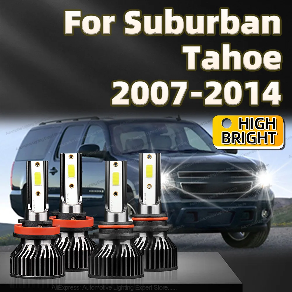 4PCS 30000lm For Suburban Tahoe 2007 2008 2009 2010 2011 12 13 2014 Car LED Headlight Bulbs High Low Beams HB3 H11 CANbus 6000k