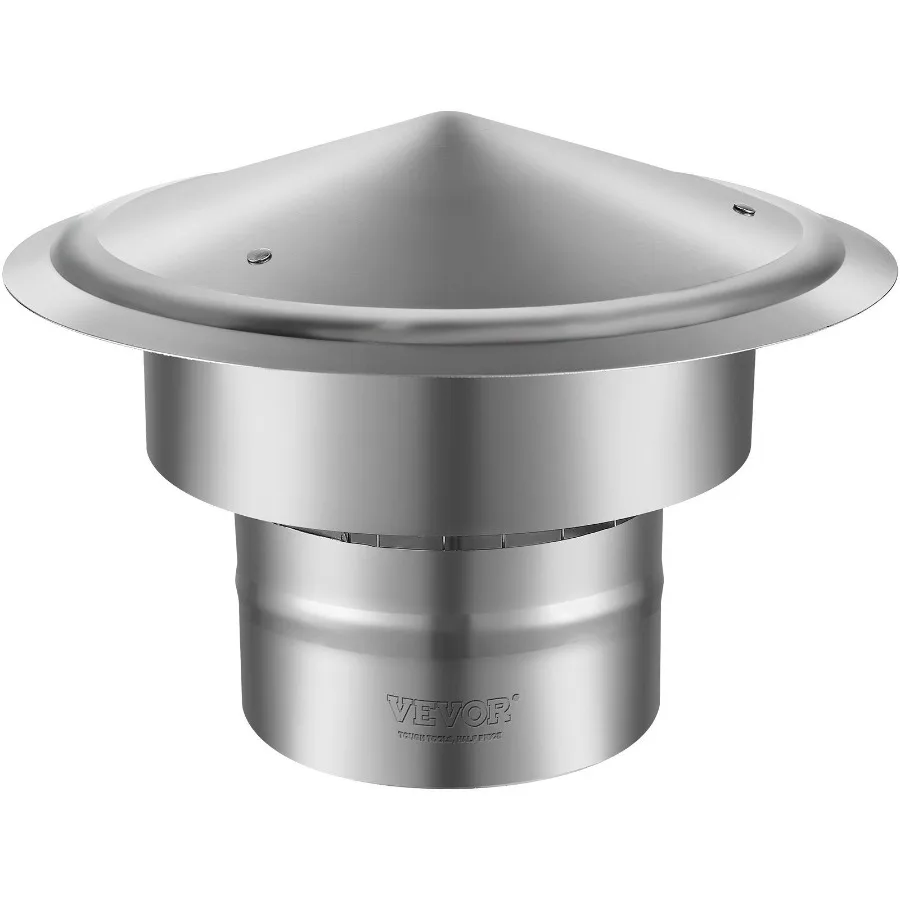 

Chimney Cap 6 inch 304 Stainless Steel Round Roof Rain Cap 11.81inch Increased Caps All Weather Reinforced Screws Easy Install