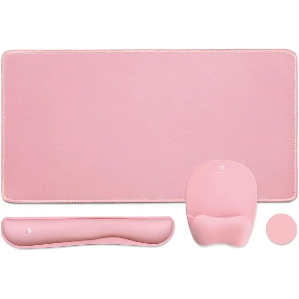 

Ergonomic 4-in-1 Memory Foam Keyboard Pad with Wrist Support for Desk Use and Gaming - Pink