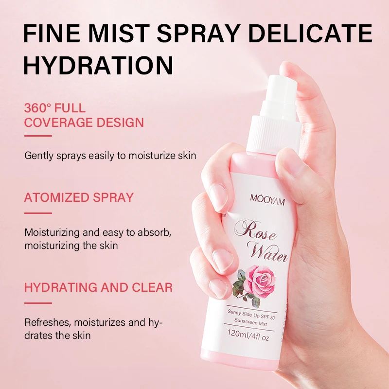 120ml Rose Spray Water Facial Toner Anti-aging Moisturizing Brightening Face Spray Toner Korean Skin Care products