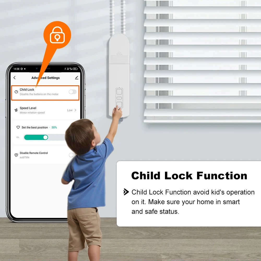 Tuya WiFi Smart DIY Rantai Bermotor Tirai Rol Listrik Tirai Motor Shade Shutter Drive dengan Remote Alexa Google Assistant