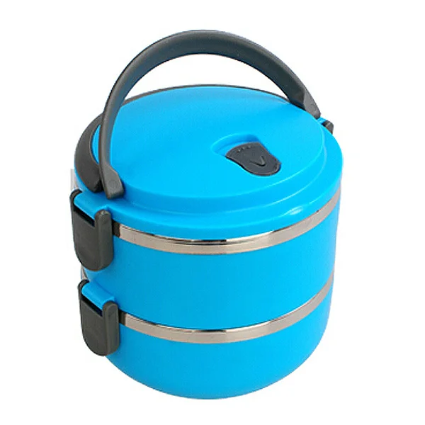 

Double Layer Insulated Lunch Box Green Bpa- Plastic Stainless Steel Food Container Handle Portable for School