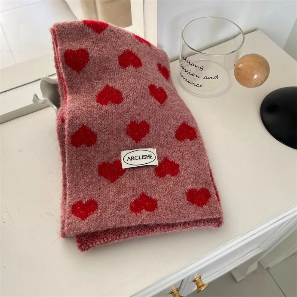 

Versatile Autumn Winter Children's Scarves Soft Sweet Heart Knitted Muffler Thick Warm Neckerchief Neck Warmer