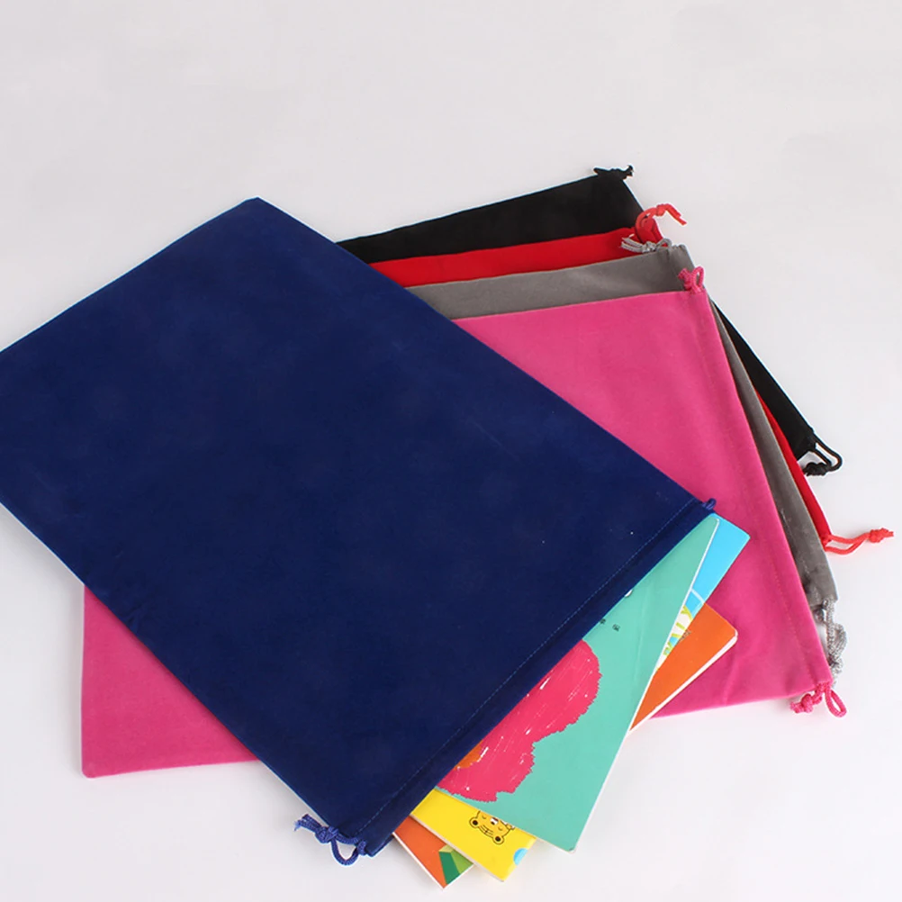 

5pcs Hair Dryer Pouch Flannel Drawstring Multifunction Lint Storage Bag For Jewelry Gift Gym Travel Bag Black 15X15Cm