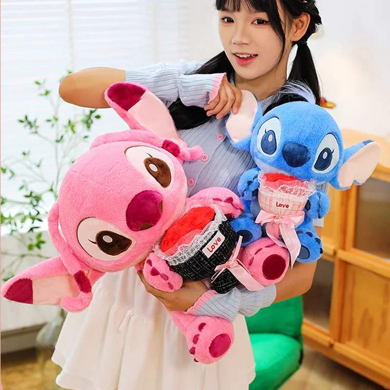 زوجين ديزني ليلو وستيتش ألعاب من نسيج مخملي الكرتون أنيمي محشوة Kawaii عيد الحب روز ستيتش دمية بلوشي الاطفال هدايا عيد الميلاد