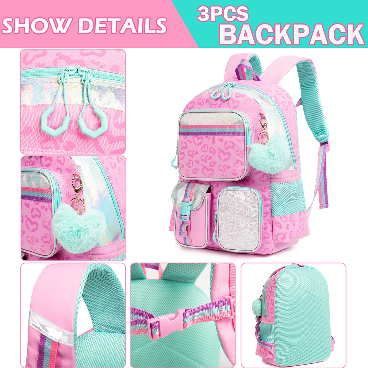 Meetbelify Backpack for Girls School Backpack for Elementary Student Teen Girls Cute School Bag Kids Bookbag for Girls