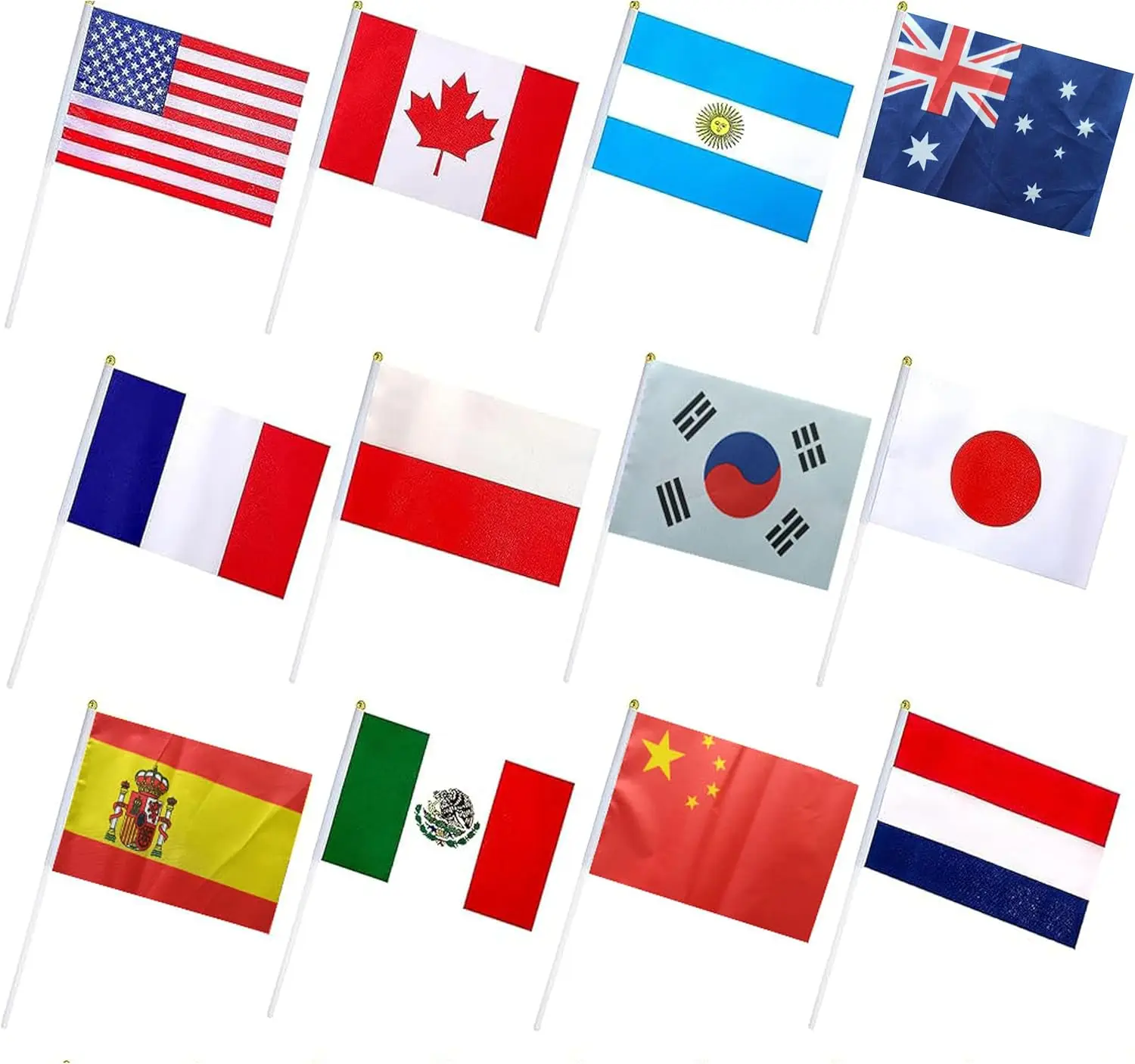 

25 Countries Flags of the World, Mini Handheld Flags, 8.2x5.5 Inch, Festival Decoration