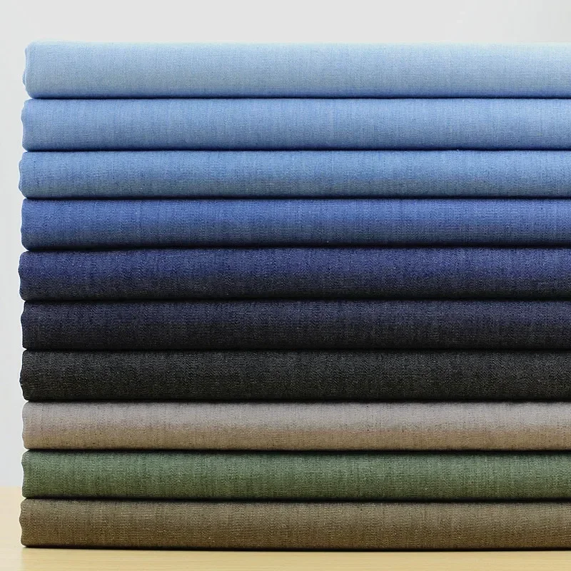 Vintage Cotton Blue Black Denim Fabric Light Thin Soft Cloth for DIY Clothing Jeans Dress Bag Cap Apron Crafts Manual Material