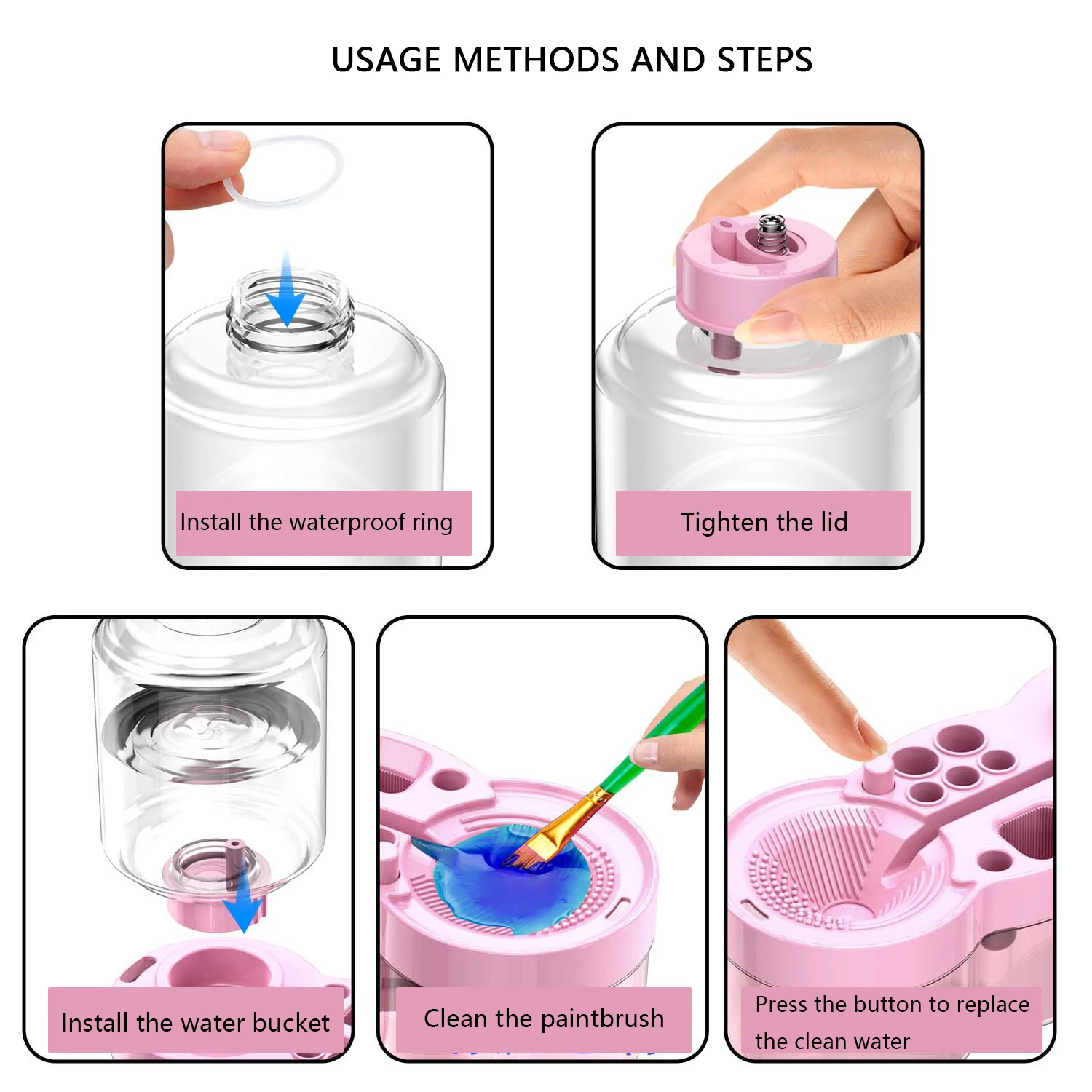 غسالة فرشاة الطلاء مع زر الصرف، جهاز تنظيف، دوران المياه التلقائي لفرشاة الرسم المائية الأكريليك