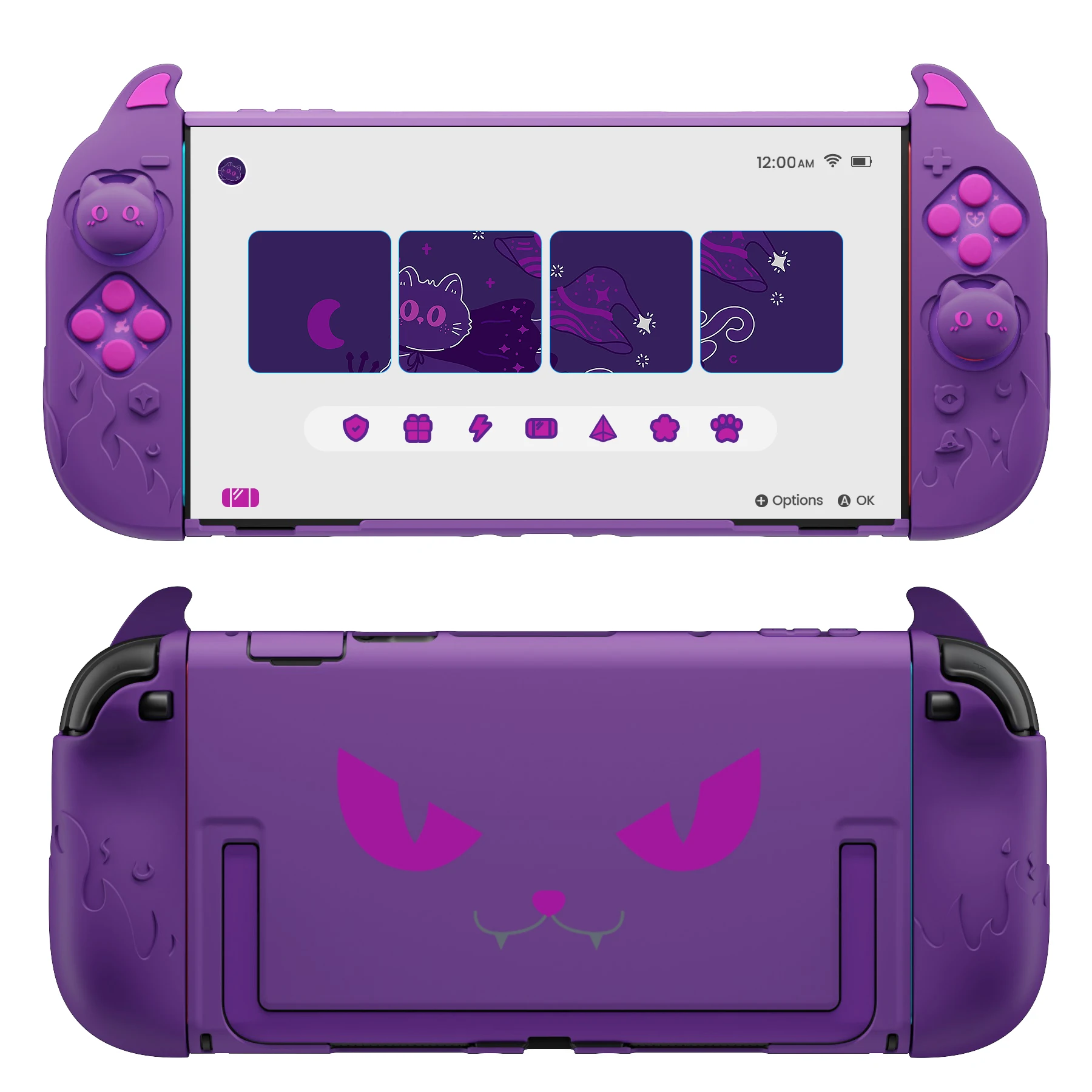 PlayVital Cute Demon Protective Case for Nintendo Switch 2, Kawaii Anti-Slip Silicone Cover + Dockable Hard Case W/ Thumb Caps