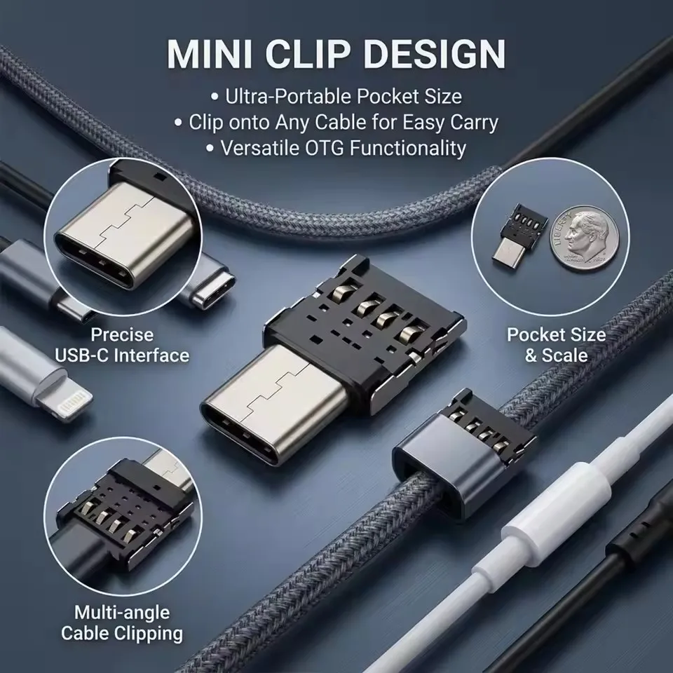 1-20PCS OTG Micro USB Type C Adapter USB-C Male to USB 2.0 Female Data Connector for Macbook Samsung Xiaomi Huawei Android Phone image 2