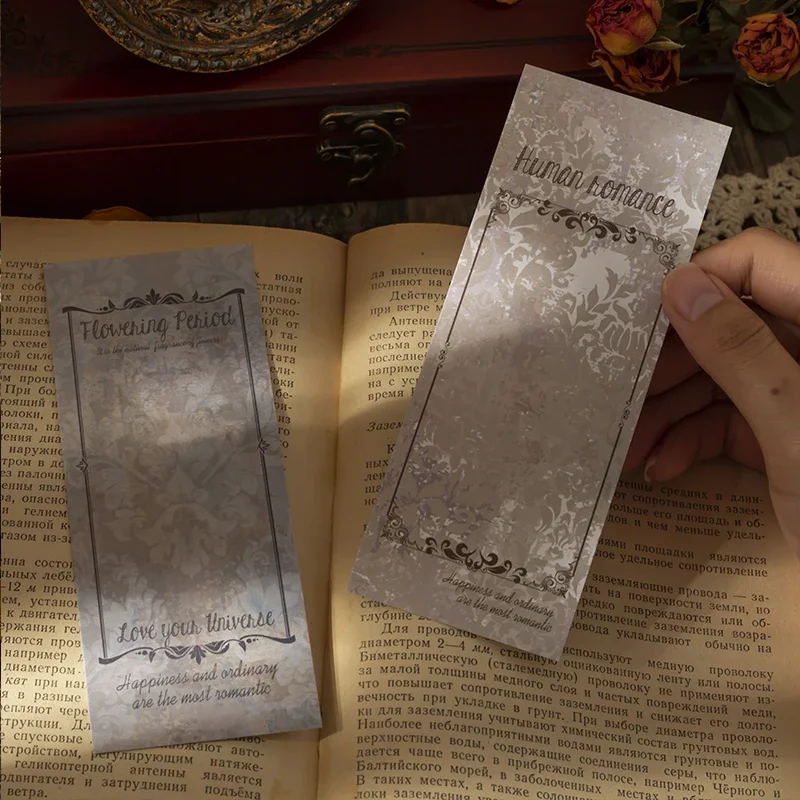 20pcs Per Pack Bookmarks Classical Court Style Message Cards Collage Pearlescent Paper Glitter Delicate retro literary 152*42mm