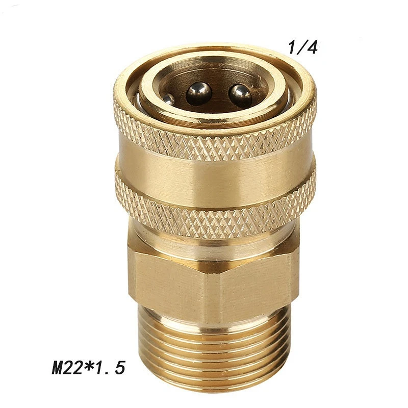 Alta Pressão Washer Copper Connector, Adaptador de Conexão Rápida, Bicos De Lavagem De Carro, M22 Masculino 1/4 \