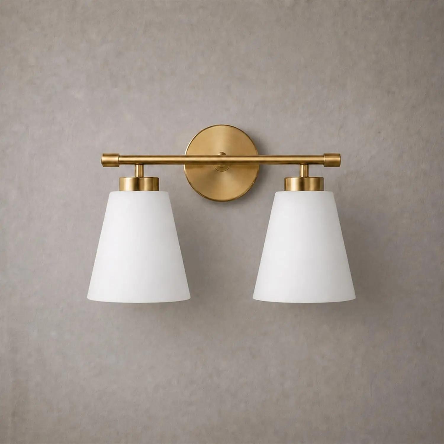 

2-Light Gold Bathroom Vanity Light with Frosted Glass Shades