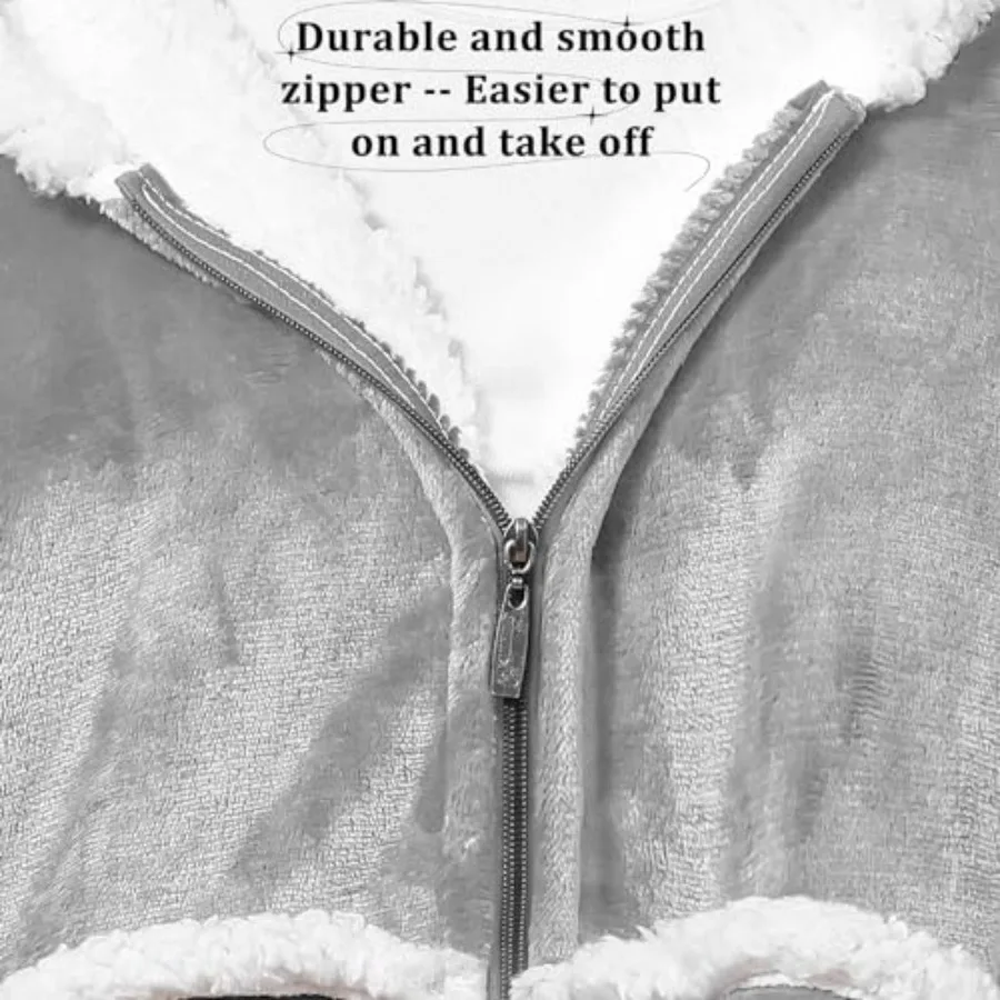 Oversized Wearab Blanket Hoodie, Cozy Flannel Blanket with Sleeves and Zipper for Women, Mens, Teens view 4