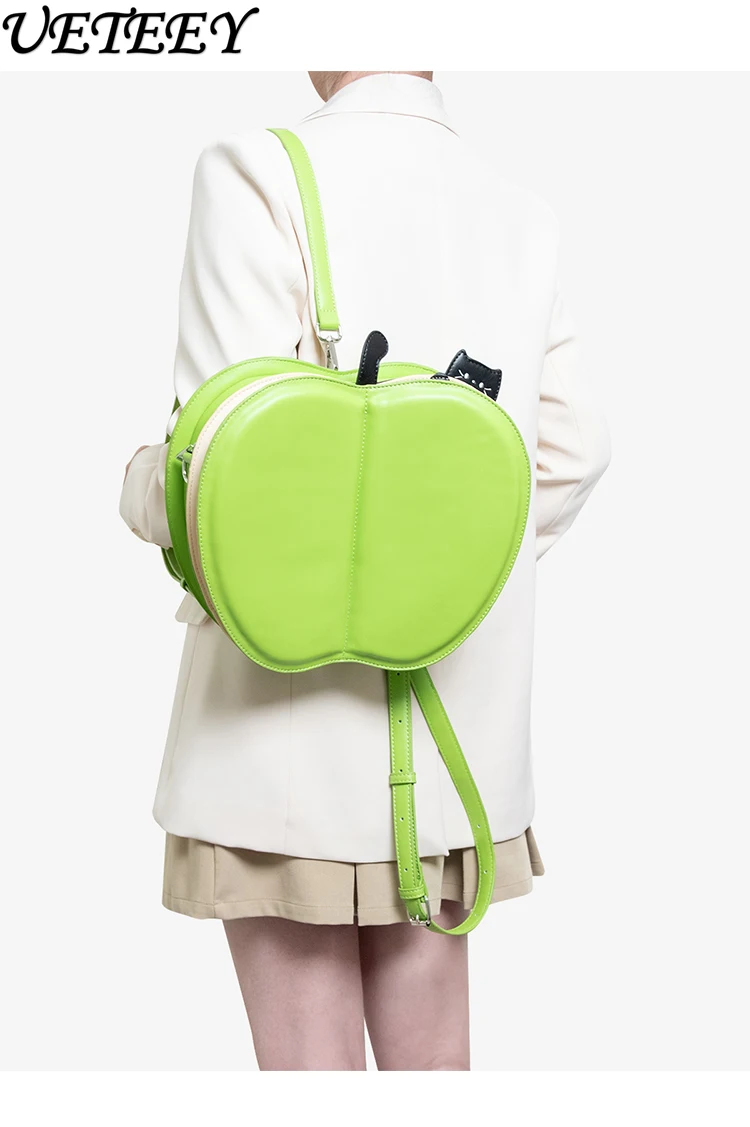 Original Embroidered Cat Versatile Backpack Crossbody Bag Sweet Cute Girls Personality Creative Soft Adorable Backpacks