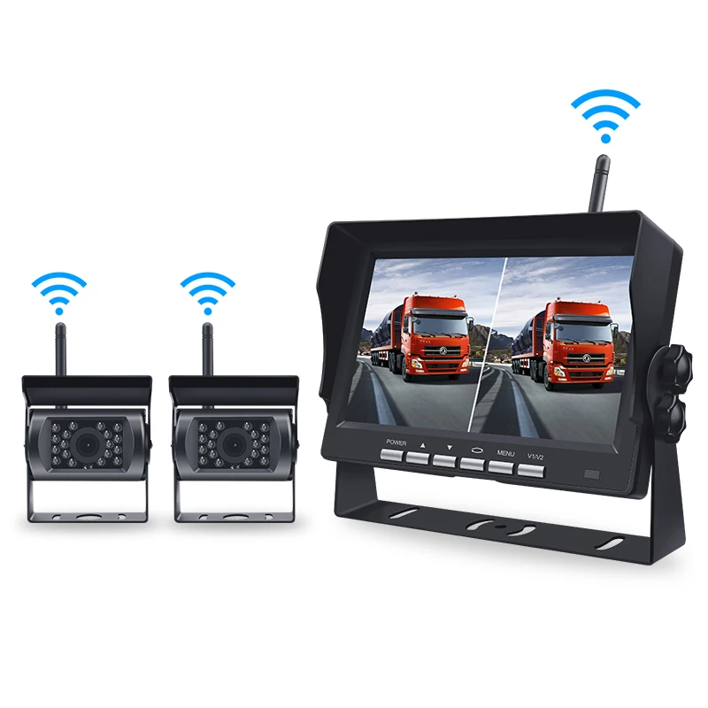 كاميرا احتياطية لاسلكية 2 2.4G نظام مراقبة لاسلكي مع شاشة الرؤية الخلفية 7 بوصة لنظام المساعدة في ركن السيارة RV #4