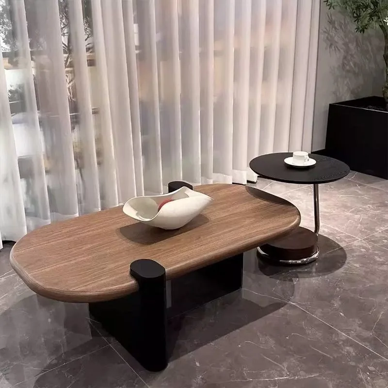 

simple designer medieval coffee table small apartment modern homestay special-shaped tea table log color living room home
