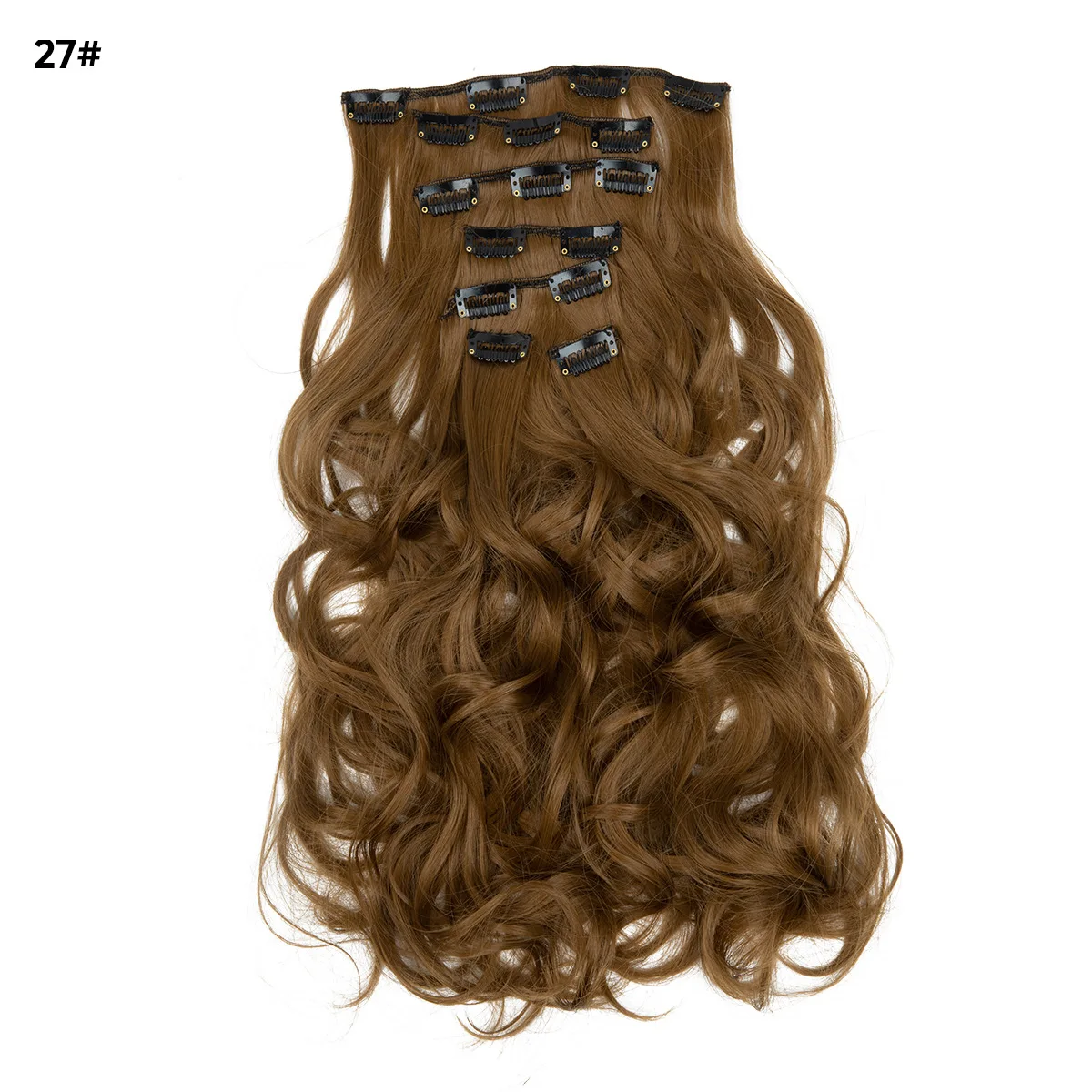Blonde Wavy Hair Extensions, Synthetic Heat-resistant Fibers, Thick Hair, 7-piece Set, Women's Style