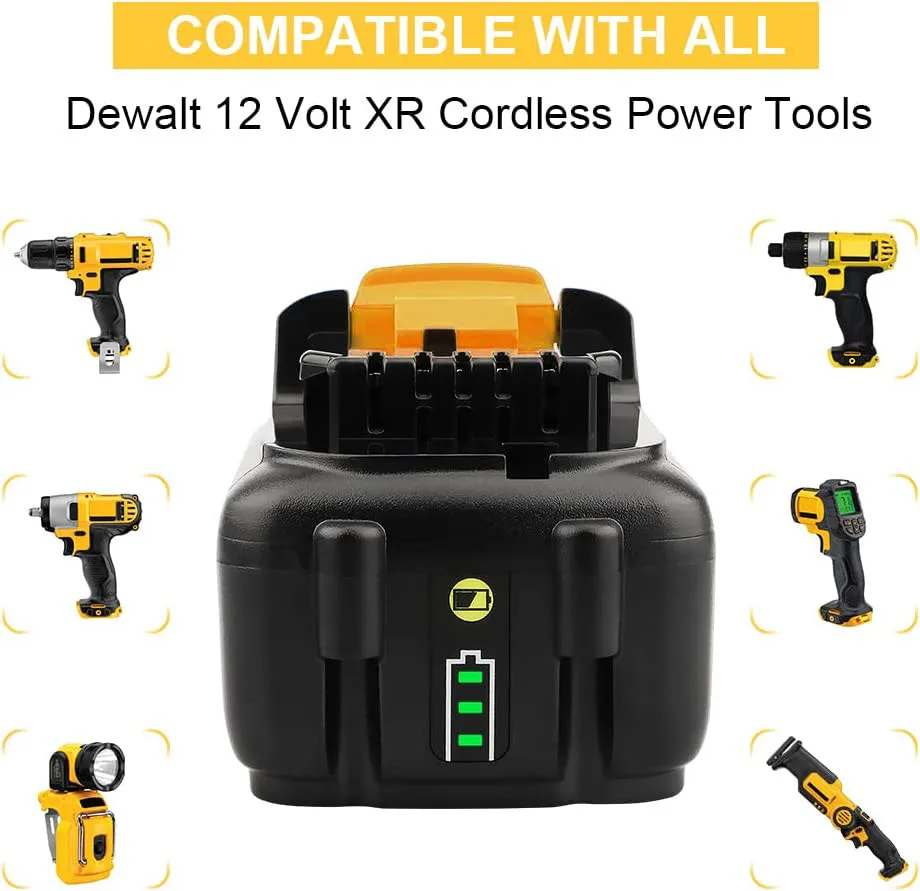 For Dewalt  DCB120 6AH 12V 10.8 Replacement Battery 10.8 Volt Cordless Power Drill Tool  Compatible with DCB121 DCB127 DCE088D1G