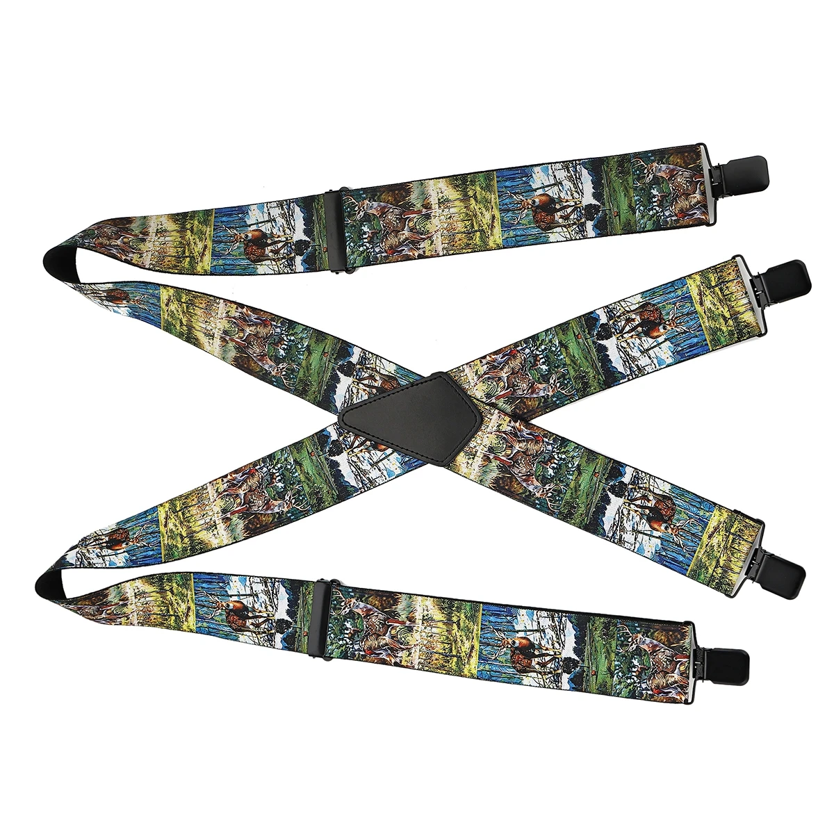 1.97インチ メンズ X型ニホンジカ柄 高弾性調節可能ストラップ